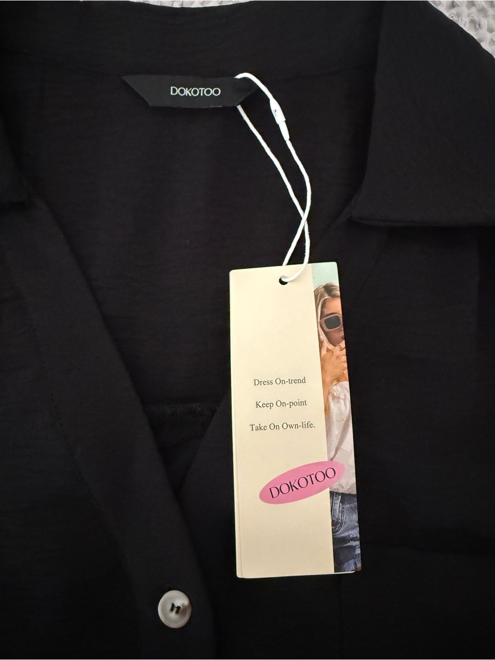 DOKOTOO Sleeveless Black Mini Shirt Dress - Classic Women's size XL - Picture 3 of 8